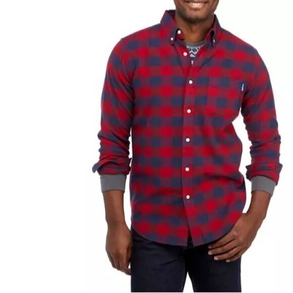 EUC CHUBBIES Mens The Dakota Red & Blue Plaid Long Sleeve Button-Down Shirt M - Picture 1 of 10